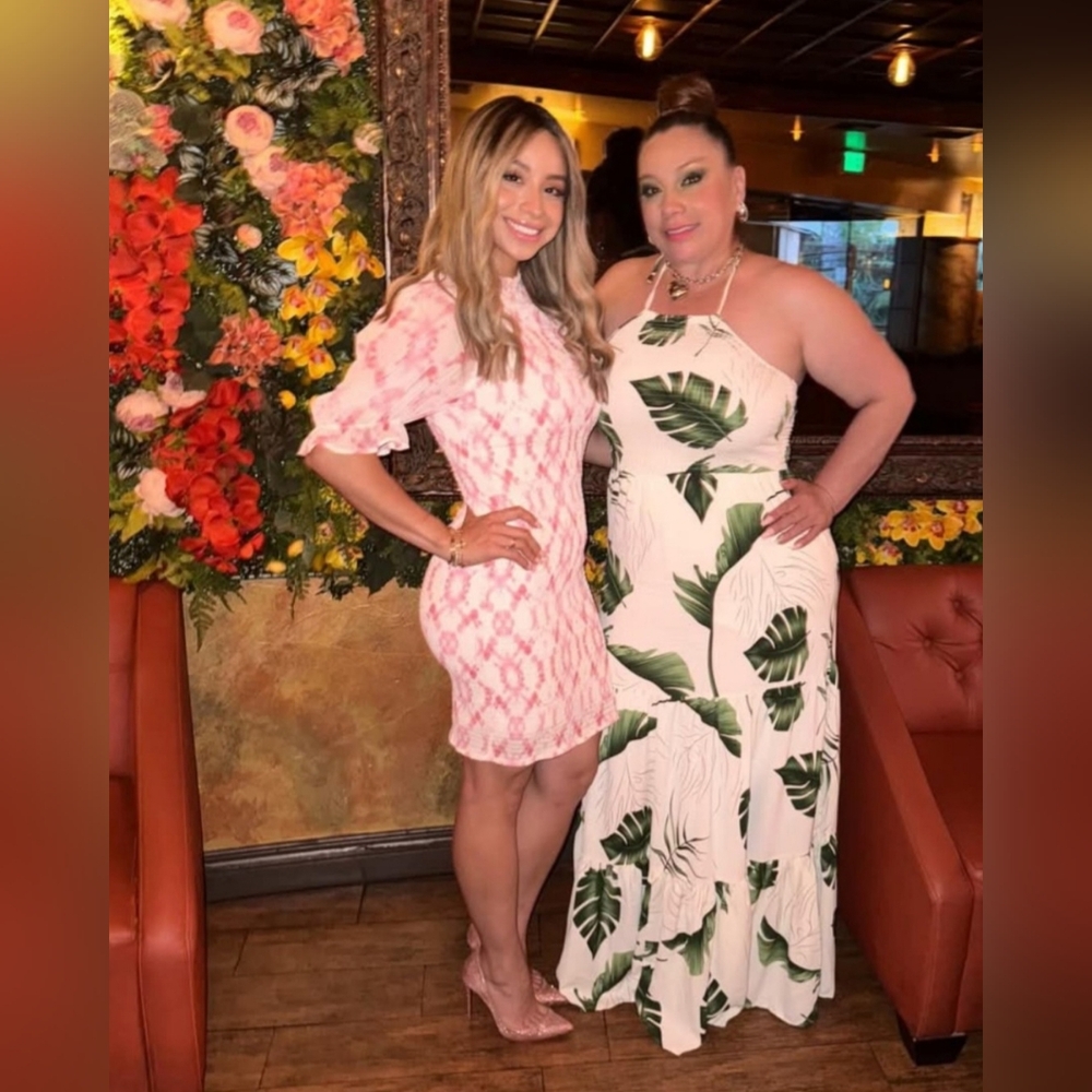 White Tropical Leaf Maxi Dress - Brand Not Visible